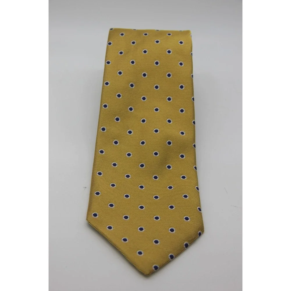 Brooks Brothers Basic Silk Tie Men's Yellow Dot USA Old Money Classic Preppy